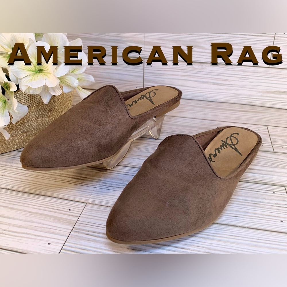 American Rag Brown Ninna Flat Slip on Mules S6.5